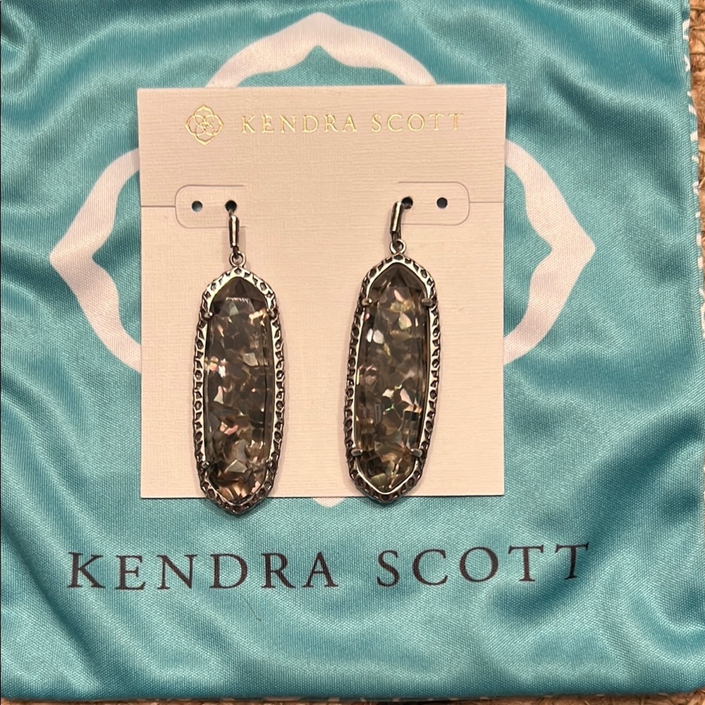 Kendra Scott Abalone Shell and Glass Silver Drop Earrings